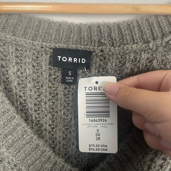 New torrid Chunky Pullover Tunic Sweater grey lightening bolt size 5x - Picture 4 of 8